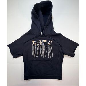 Free People Movement Freestyle Fringe Hoodie Black Embroidered Size Extra Small